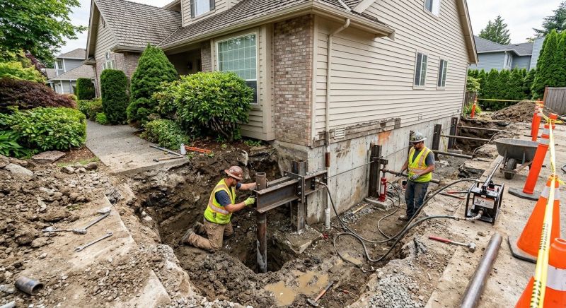Our team working on Foundation Repair projects in New Bedford, MA