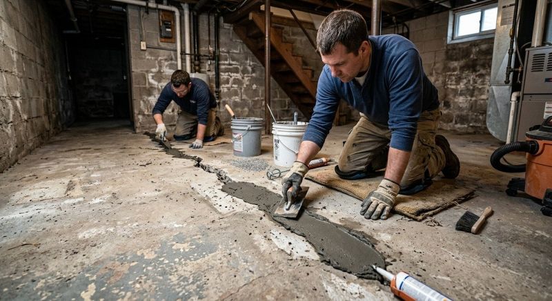 Cracked Basement Floor Repair in New Bedford, MA