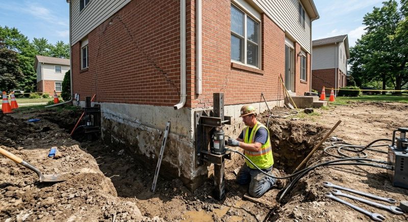 Sinking Foundation Repair in Raynham, MA