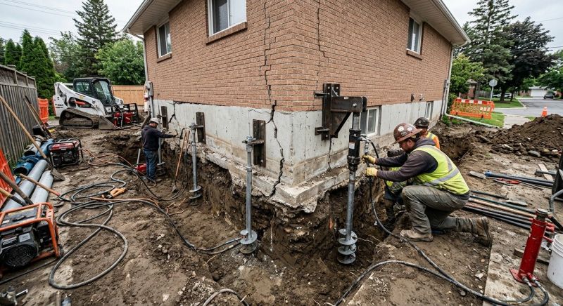 Sinking Foundation Repair in Raynham, MA